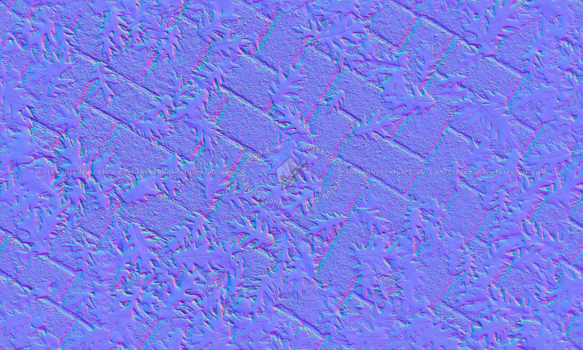 Textures   -   ARCHITECTURE   -   PAVING OUTDOOR   -   Concrete   -   Herringbone  - Herringbone concrete paving outdoor with leaves dead texture seamless 19282 - Normal