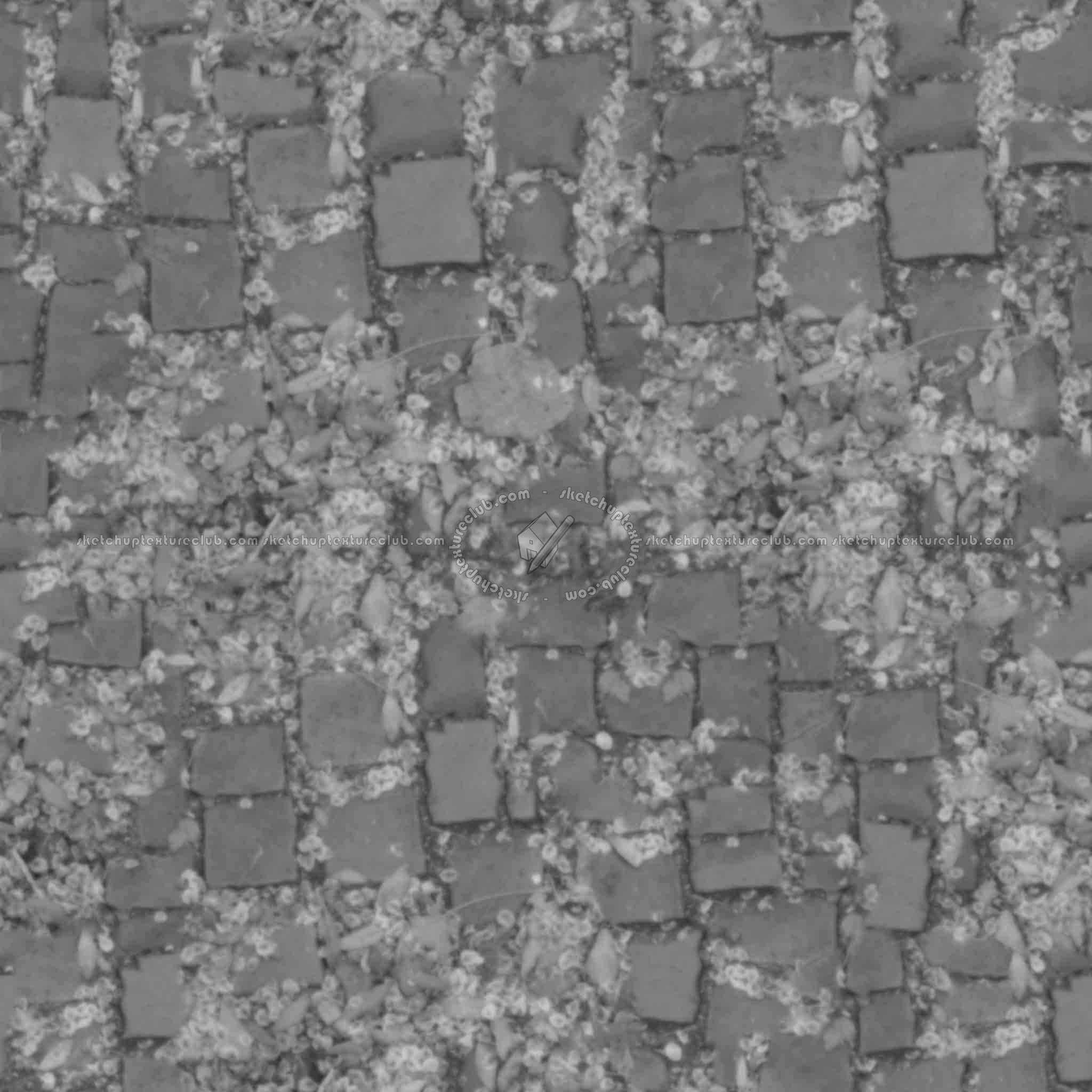 Textures   -   ARCHITECTURE   -   PAVING OUTDOOR   -   Parks Paving  - Damaged park cobblestone paving texture seamless 18834 - Displacement