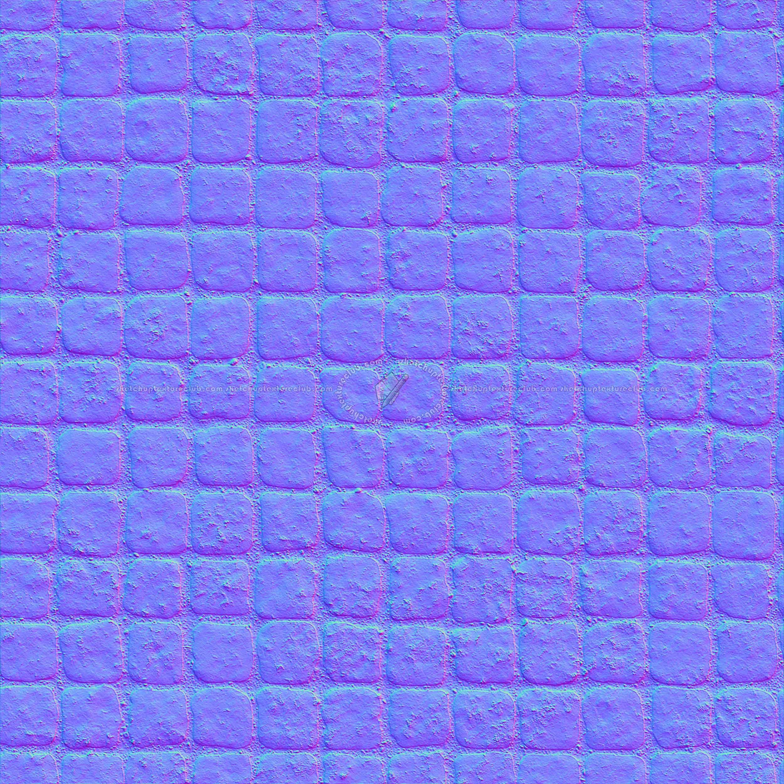 Textures   -   ARCHITECTURE   -   ROADS   -   Paving streets   -   Cobblestone  - Street paving cobblestone texture seamless 07422 - Normal