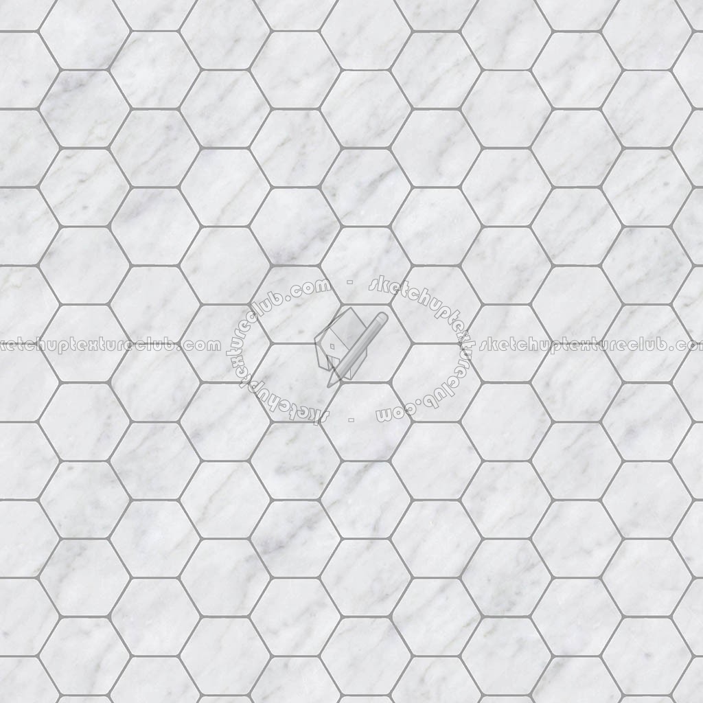 Textures   -   ARCHITECTURE   -   TILES INTERIOR   -   Marble tiles   -   White  - Carrara marble hexagonal tile texture seamless 21410