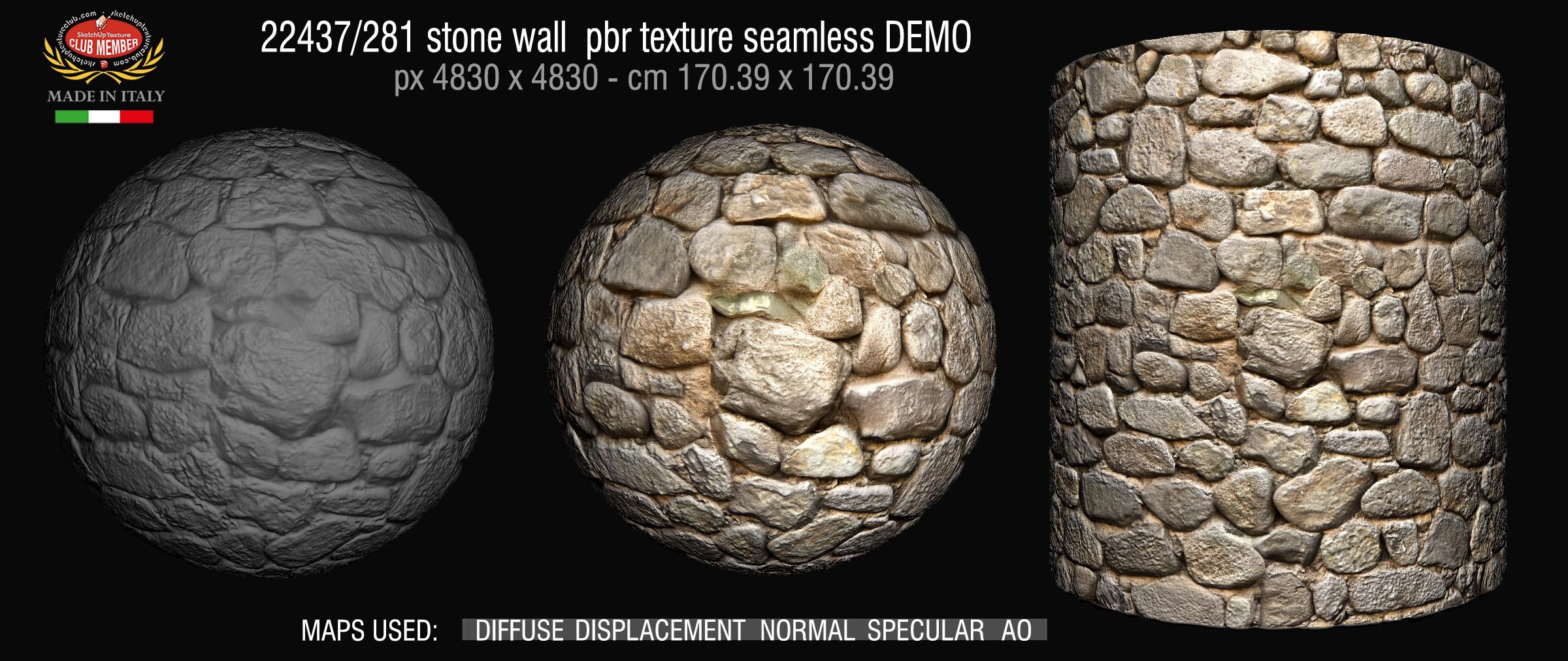 22437/281 stone wall pbr texture seamless DEMO