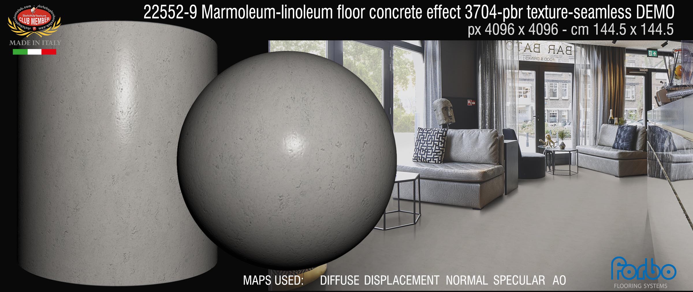 22552-9 Marmoleum-linoleum floor concrete effect 3704-pbr texture-seamless DEMO